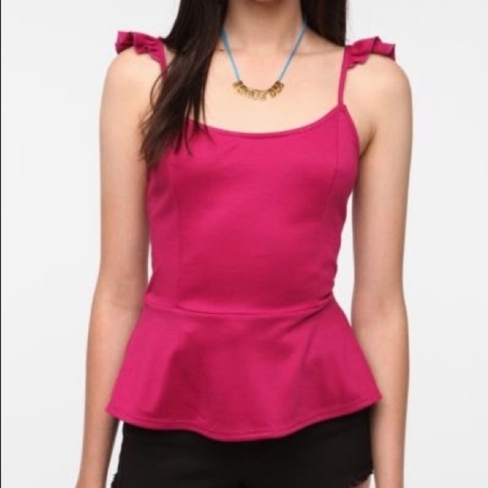 Sparkle and Fade Raspberry Peplum Top